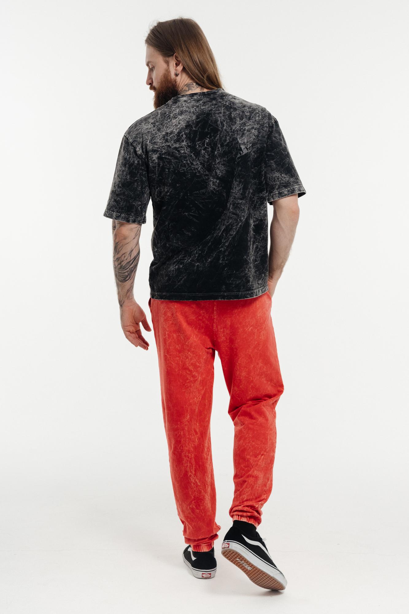 Брюки красные Мужские вареные тонкие из футера