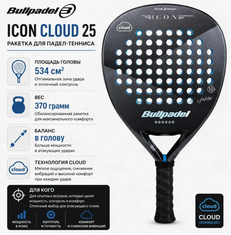 Ракетка для падел Bullpadel icon cloud 25