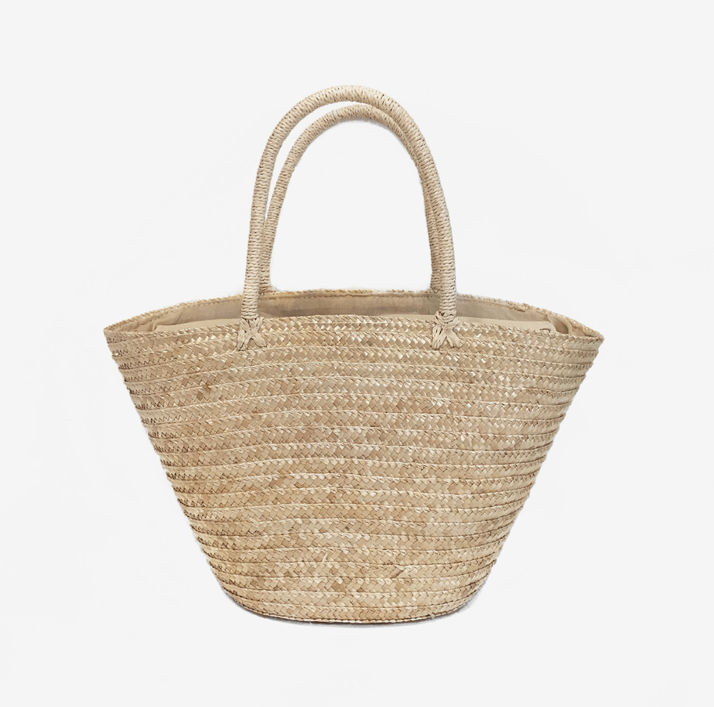 Сумка-корзинка из соломы с удлиненными ручками