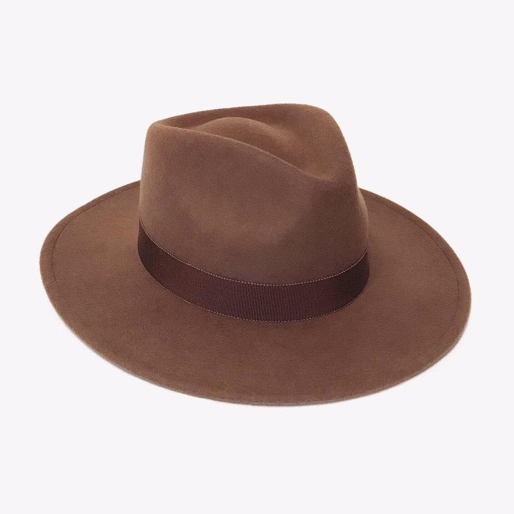 Федора FF03 широкополая с прямыми полями из фетра/капучино