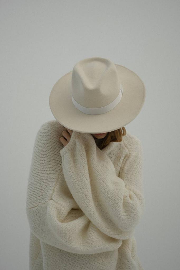 Федора FF03 широкополая с прямыми полями из фетра/белая