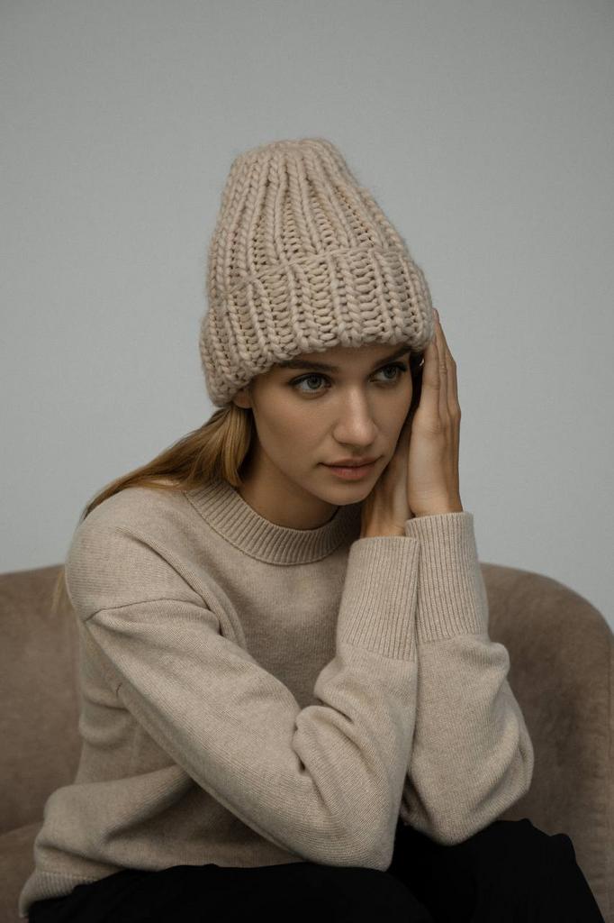 Шапка из перуанской шерсти/крем