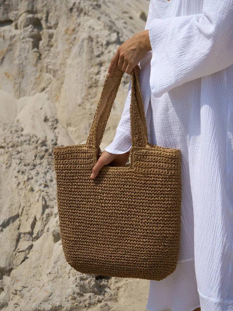 Сумка из тойо с удлинёнными ручками/загар