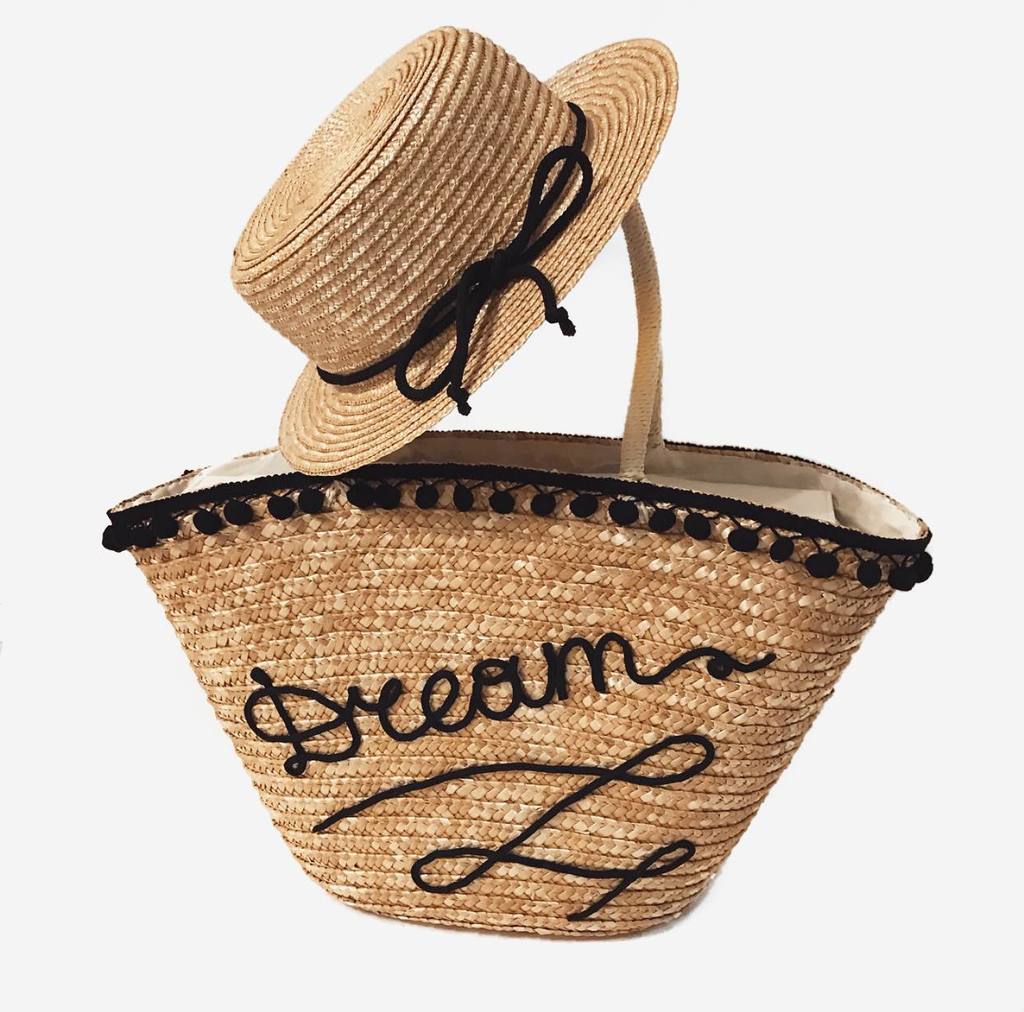 Сумка-корзинка из соломы с вышивкой