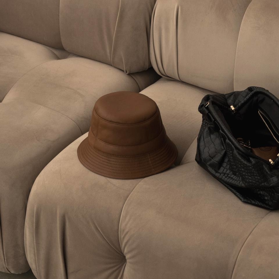 Панама из итальянской кожи/глиняно-коричневый