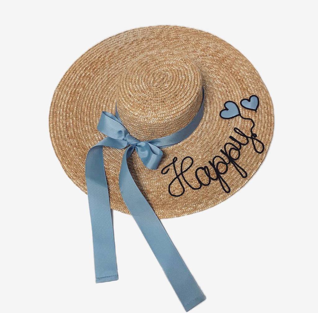 Канотье широкополое с полями 15см и ручной вышивкой