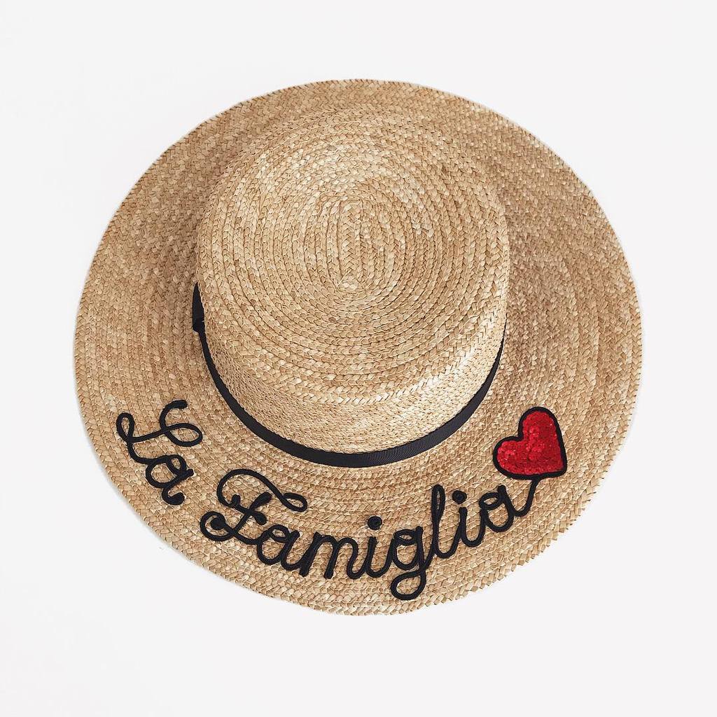 Канотье из соломы с ручной вышивкой персонализация