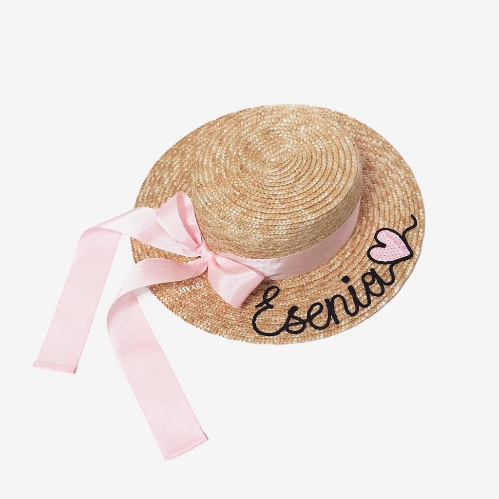 Канотье из соломы с ручной вышивкой персонализация