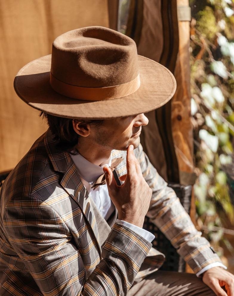 Федора FF03 широкополая с прямыми полями из фетра/кэмэл