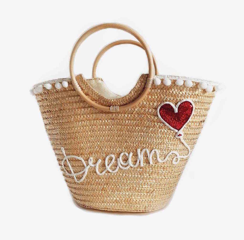 Сумка-корзинка из соломы с вышивкой