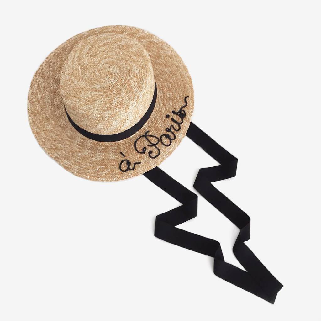 Шляпа канотье соломенное с ручной вышивкой