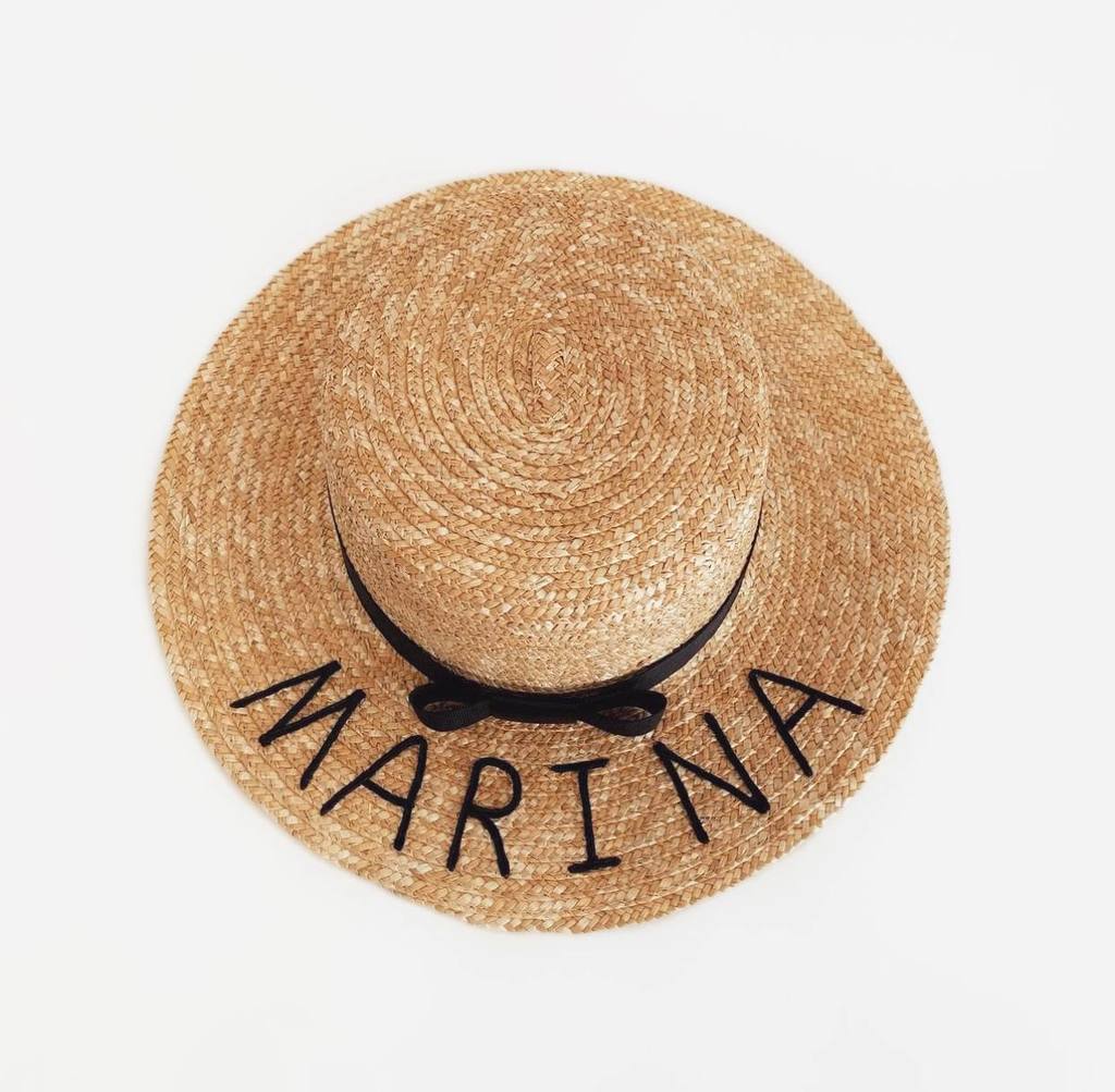 Шляпа канотье соломенное с ручной вышивкой персонализация