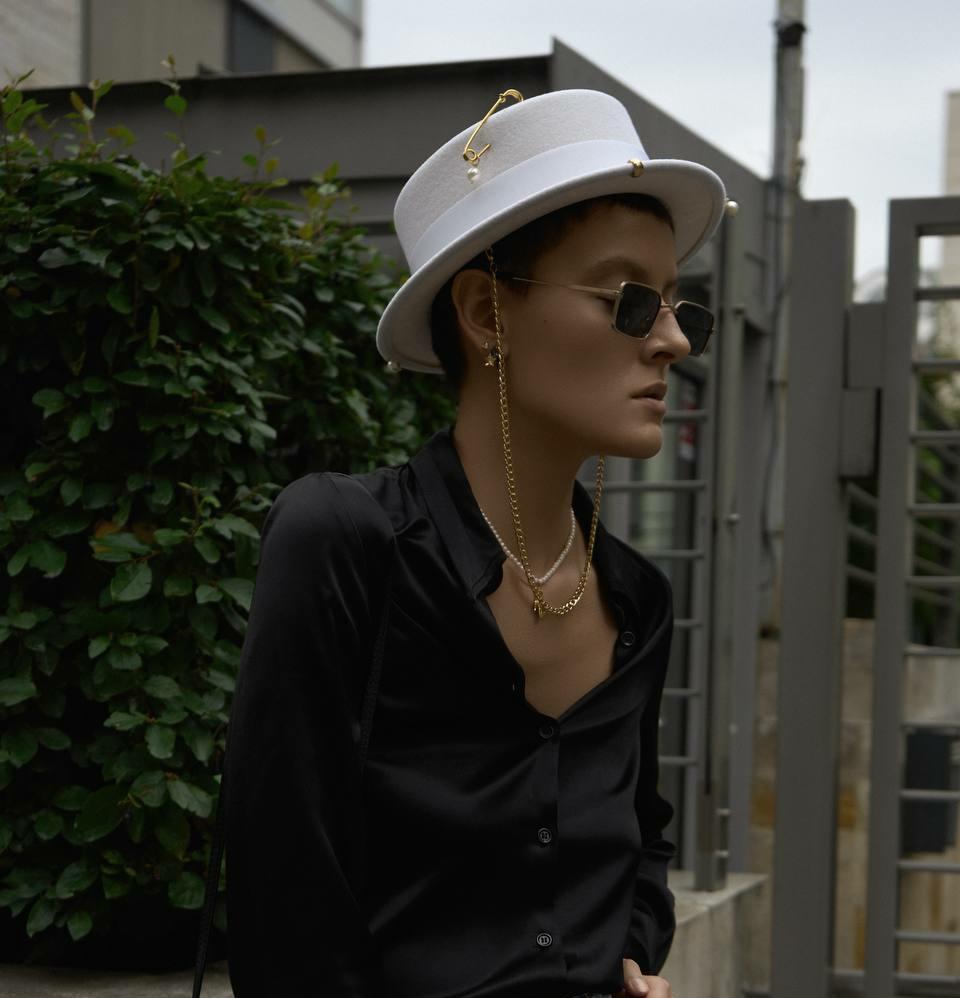 Шляпа канотье из шерсти с декором поля 4,5 см/белый