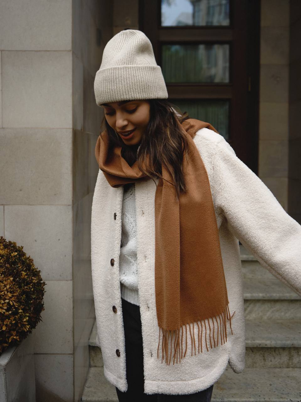 Шарф из 100% монгольского кашемира/горчичный