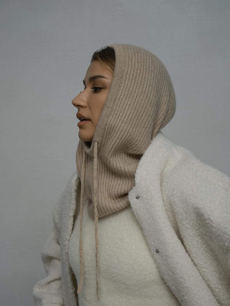 Капор из монгольского кашемира/песочный