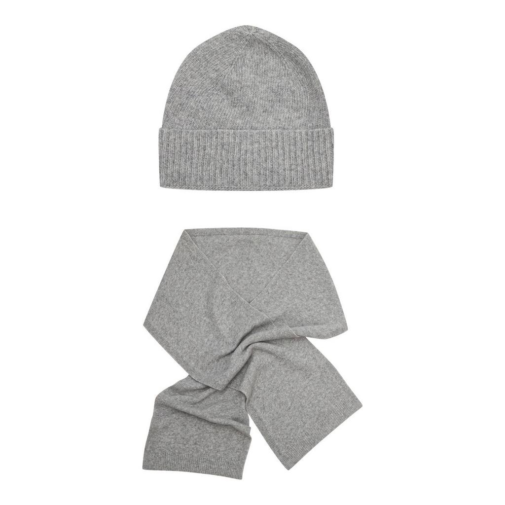 Комплект шапка и шарф из итальянской шерсти с кашемиром/серый меланж
