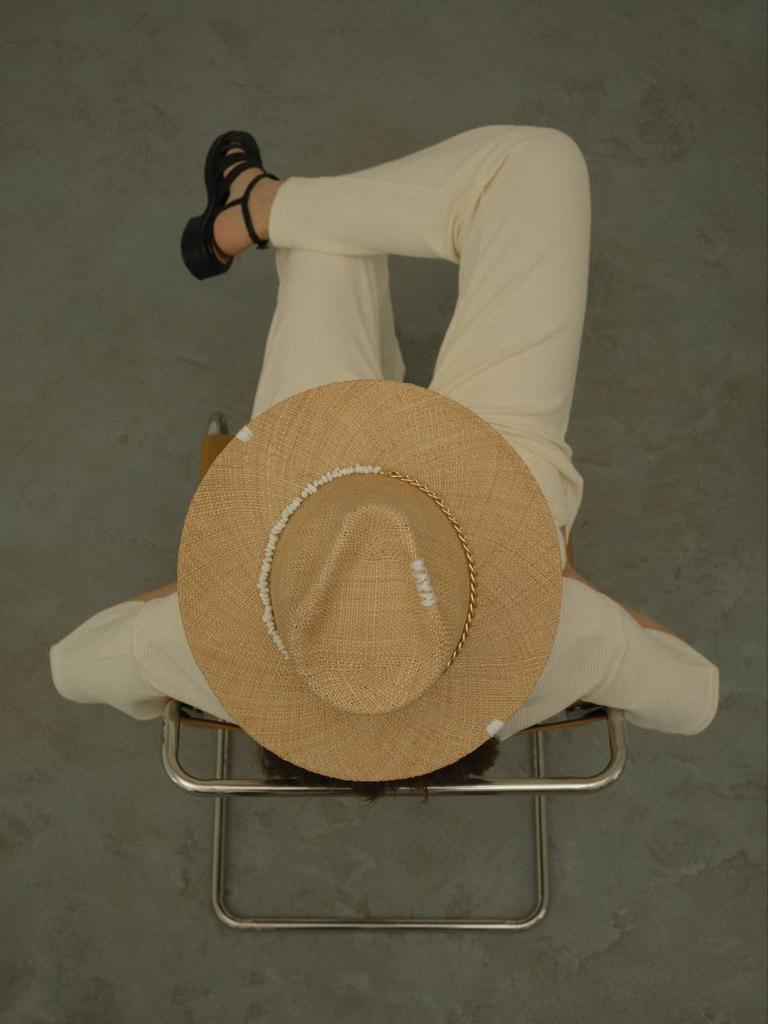 Шляпа федора из соломки БАО с агатом и цепью