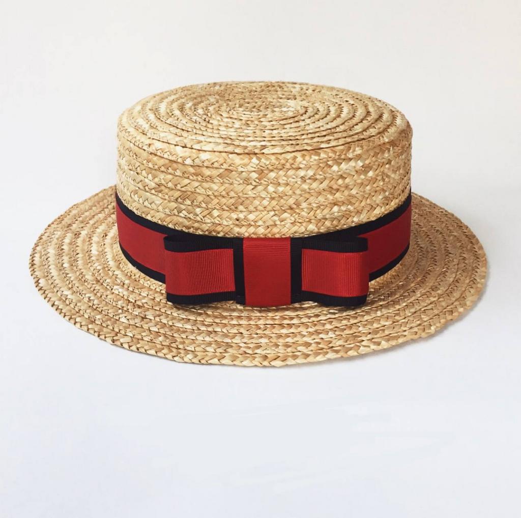 Шляпа канотье соломенное с двойной лентой