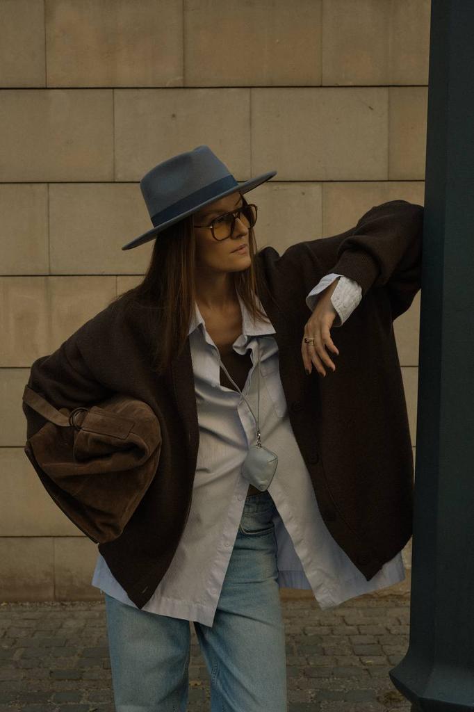 Шляпа федора FF03 широкополая с прямыми полями/деним