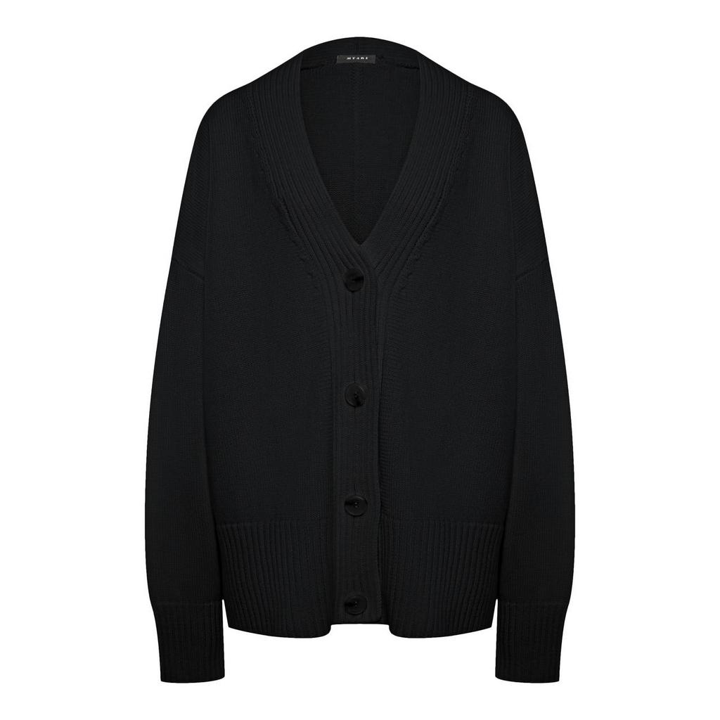 Трикотажный удлинённый кардиган из шерсти/черный