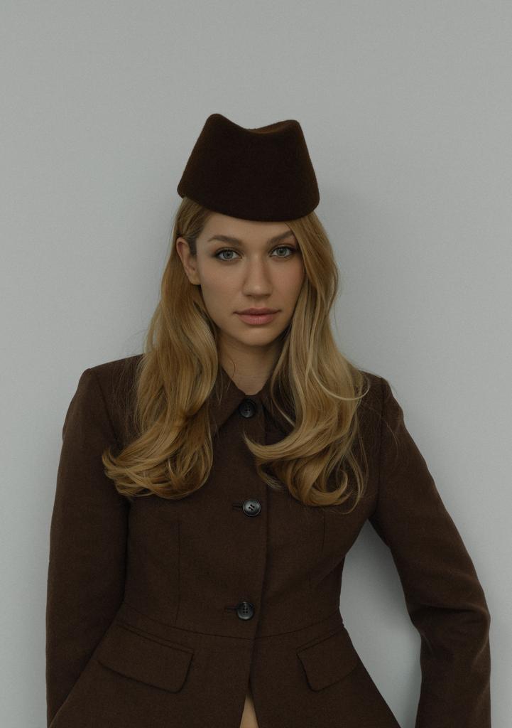 Пилотка из фетра ручной работы/шоколад