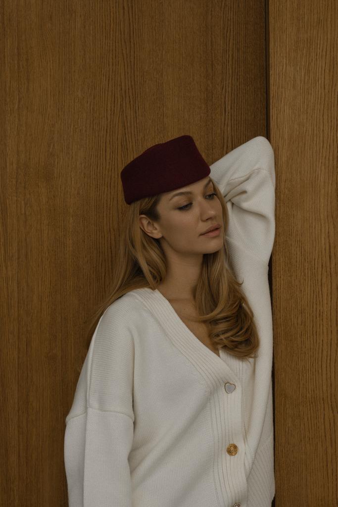 Шляпа-таблетка «ВОГ»-«VOGUE» из фетра/винный