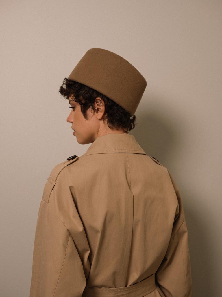 Пилотка из фетра/кэмэл