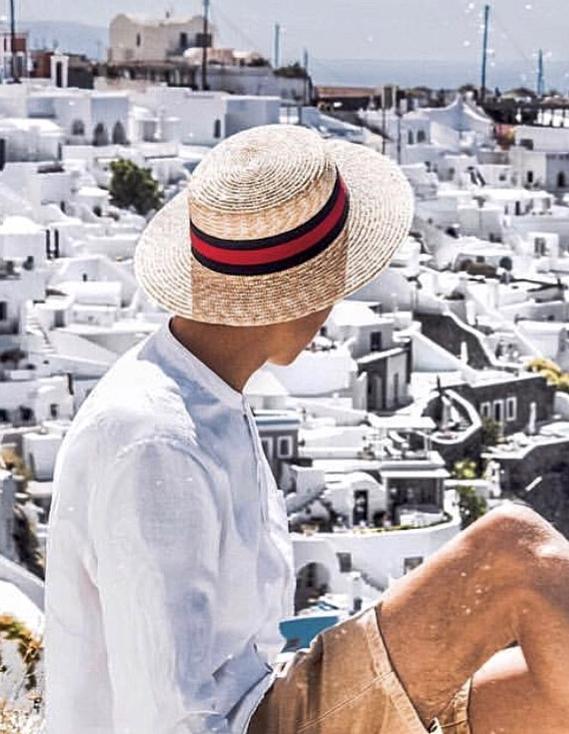 Шляпа канотье соломенное с двойной лентой