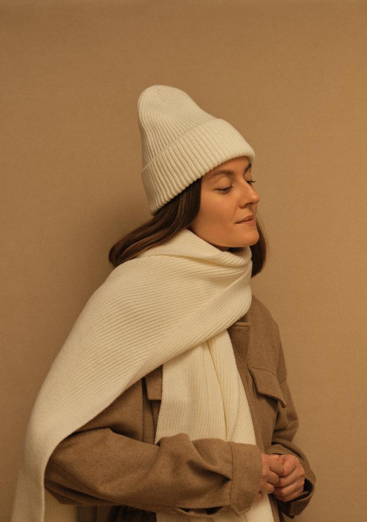 Комплект шапка и шарф/пломбир