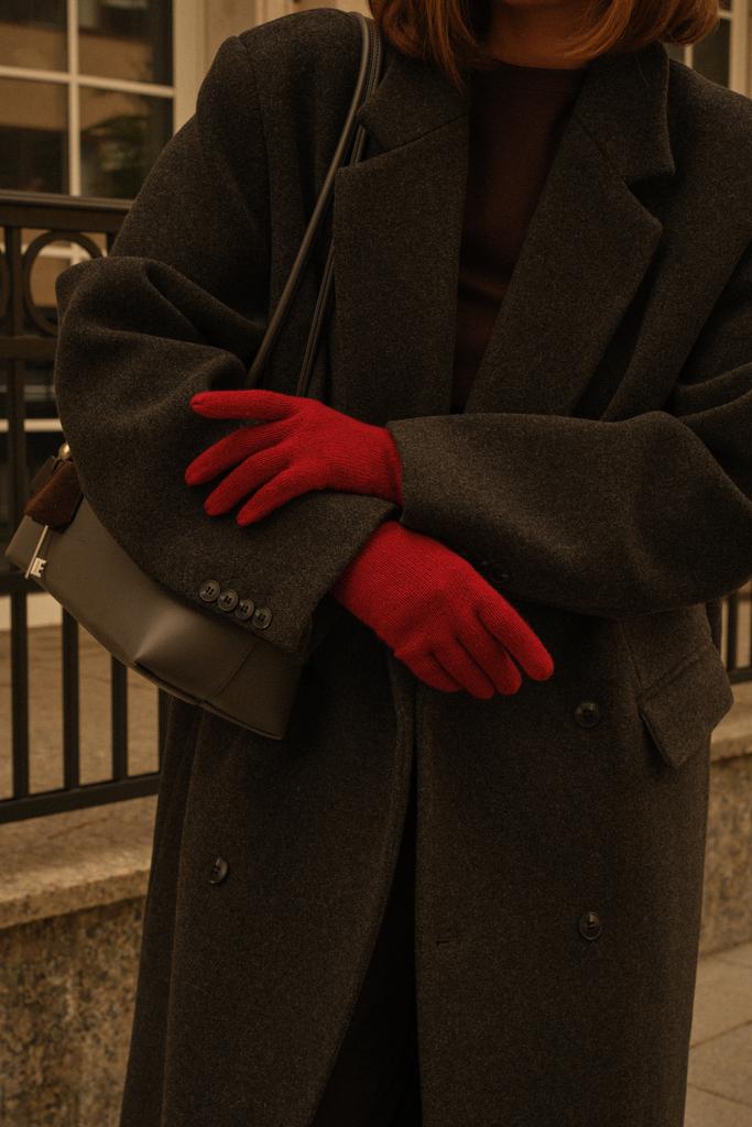 Перчатки из кашемира/карминово-красный
