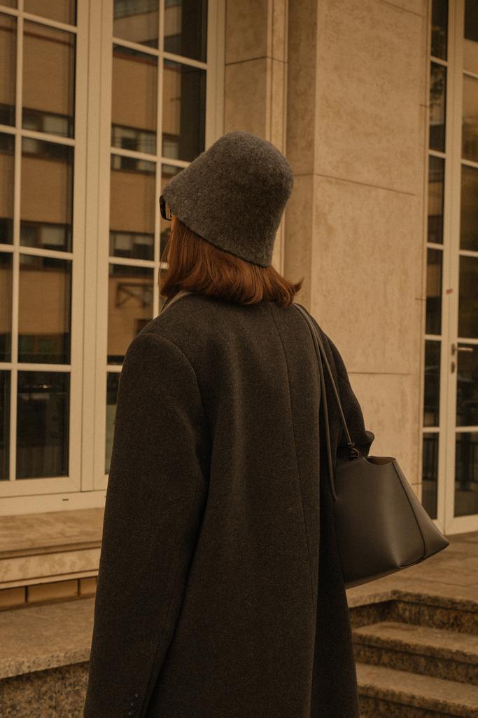 Панама из шерстяного трикотажа/графит меланж