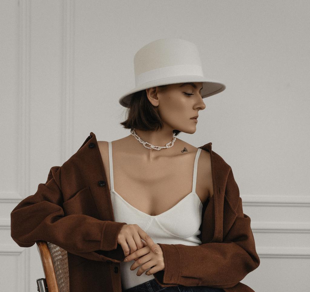 Федора FF05 из фетра «ЛАЛИК»-«LALIQUE»/белый