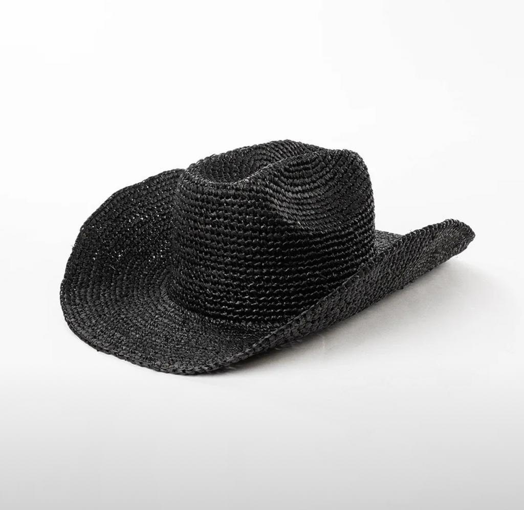 Шляпа федора из рафии вязанная «КОВБОЙ»-«Cowboy»/черный