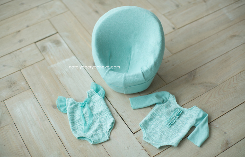 Бирюзовый боди с длинным рукавом