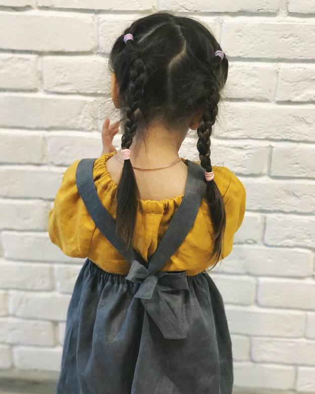 Льняной комплект: сарафан темно-серого цвета + горчичная кофточка / 9-12 months / 2-3 years