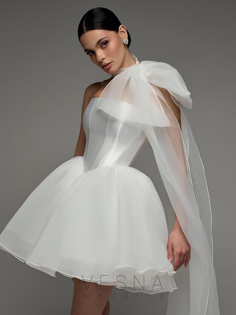 Wedding dress Elif Mini White+Scarf