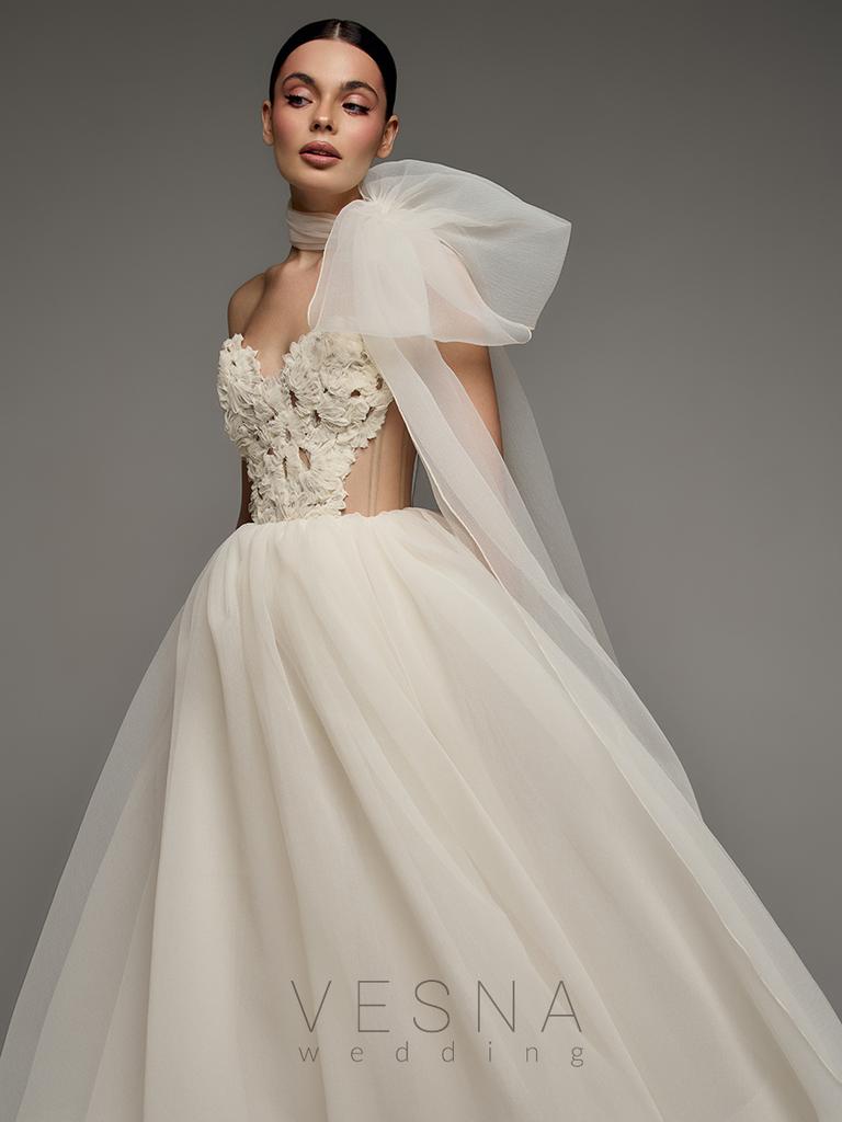 Evening dress Prim Midi Cream+Scarf