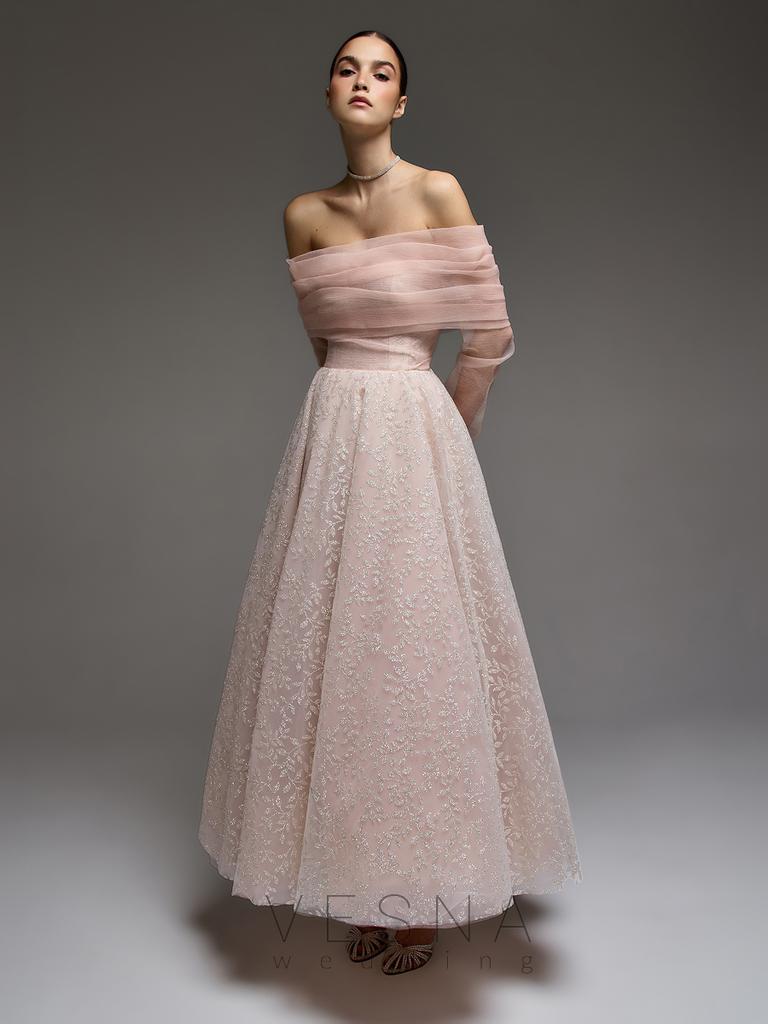 Evening dress Amelia Midi Pink +Veil