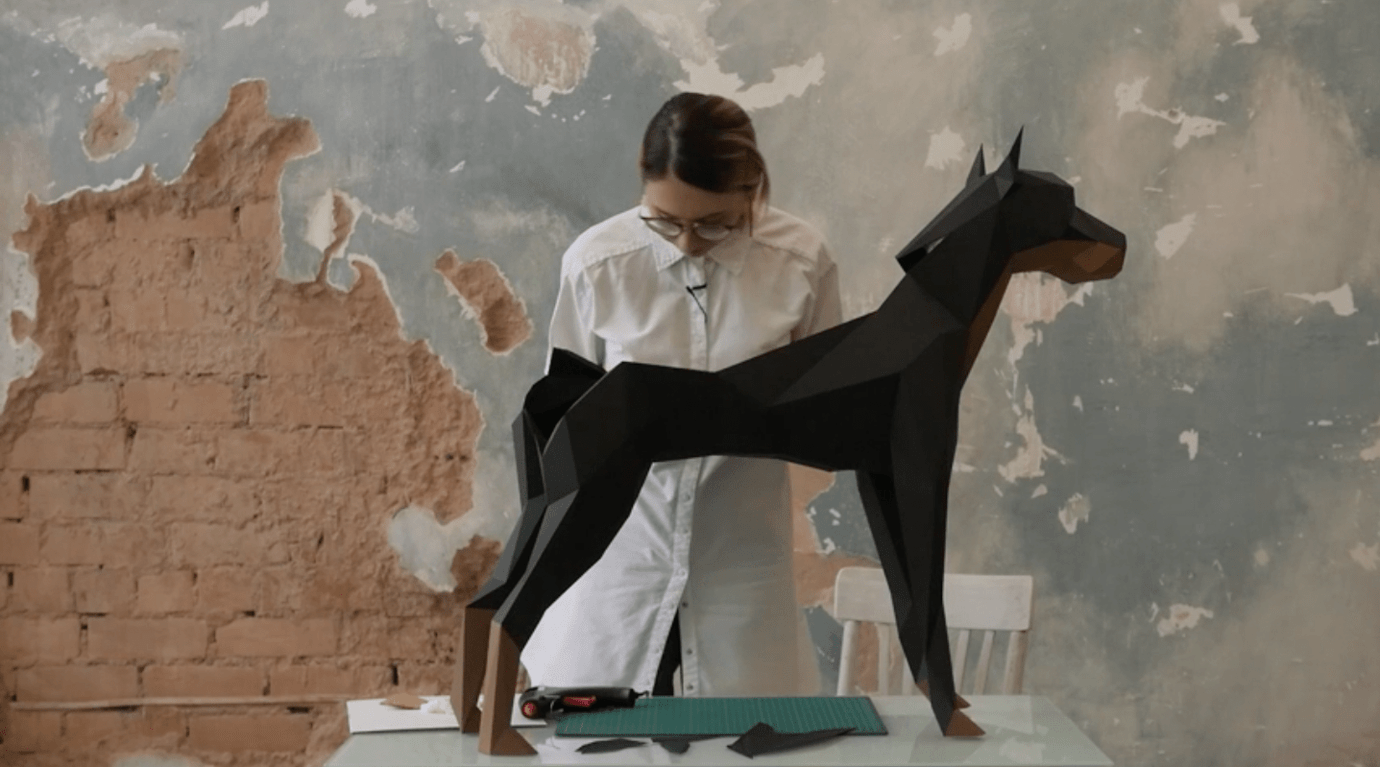 Polygonal paper rabbit Video Tutorial on ENGLISH