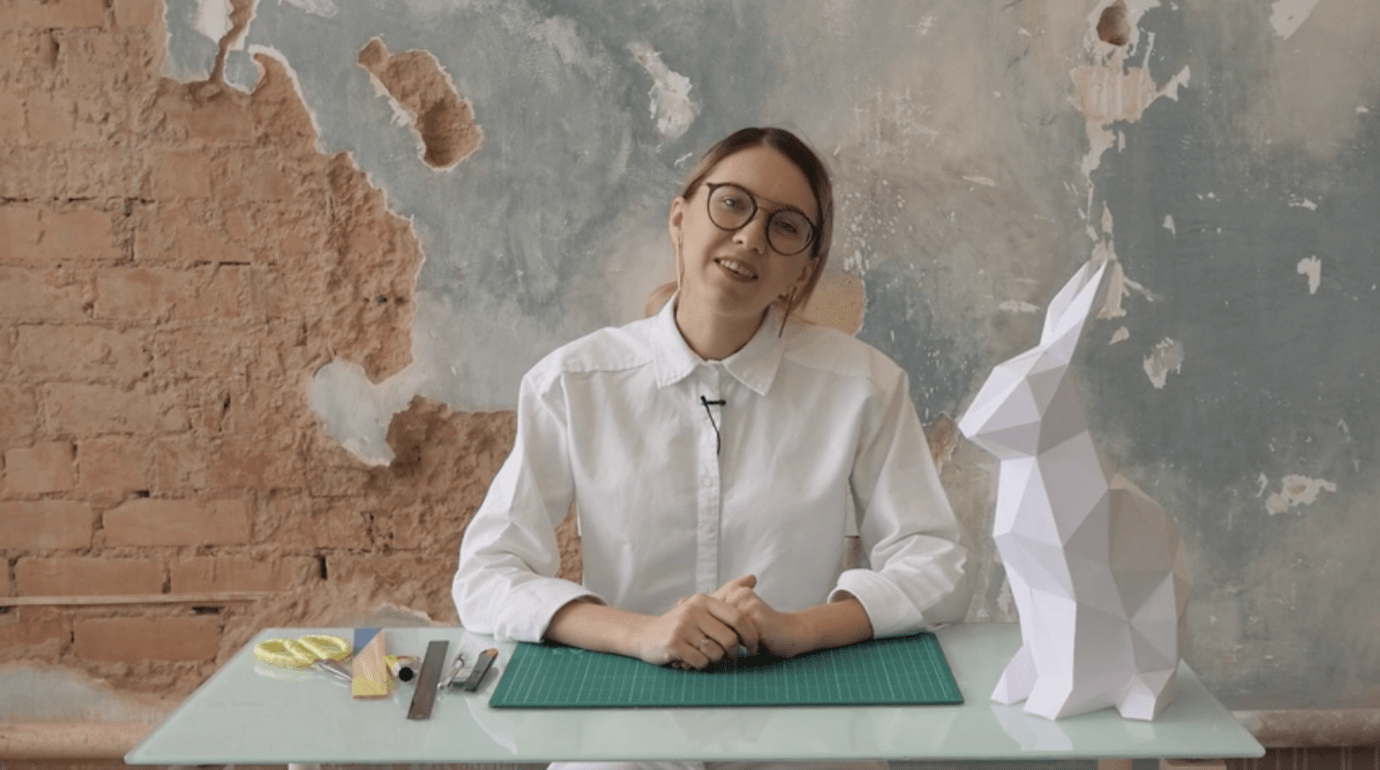 Polygonal paper rabbit Video Tutorial on ENGLISH