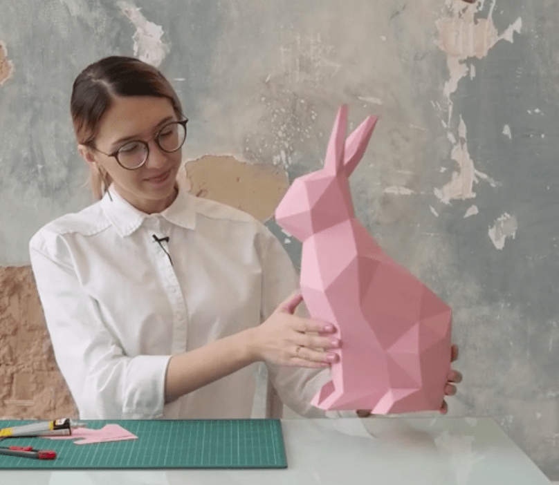 Polygonal paper rabbit Video Tutorial on ENGLISH