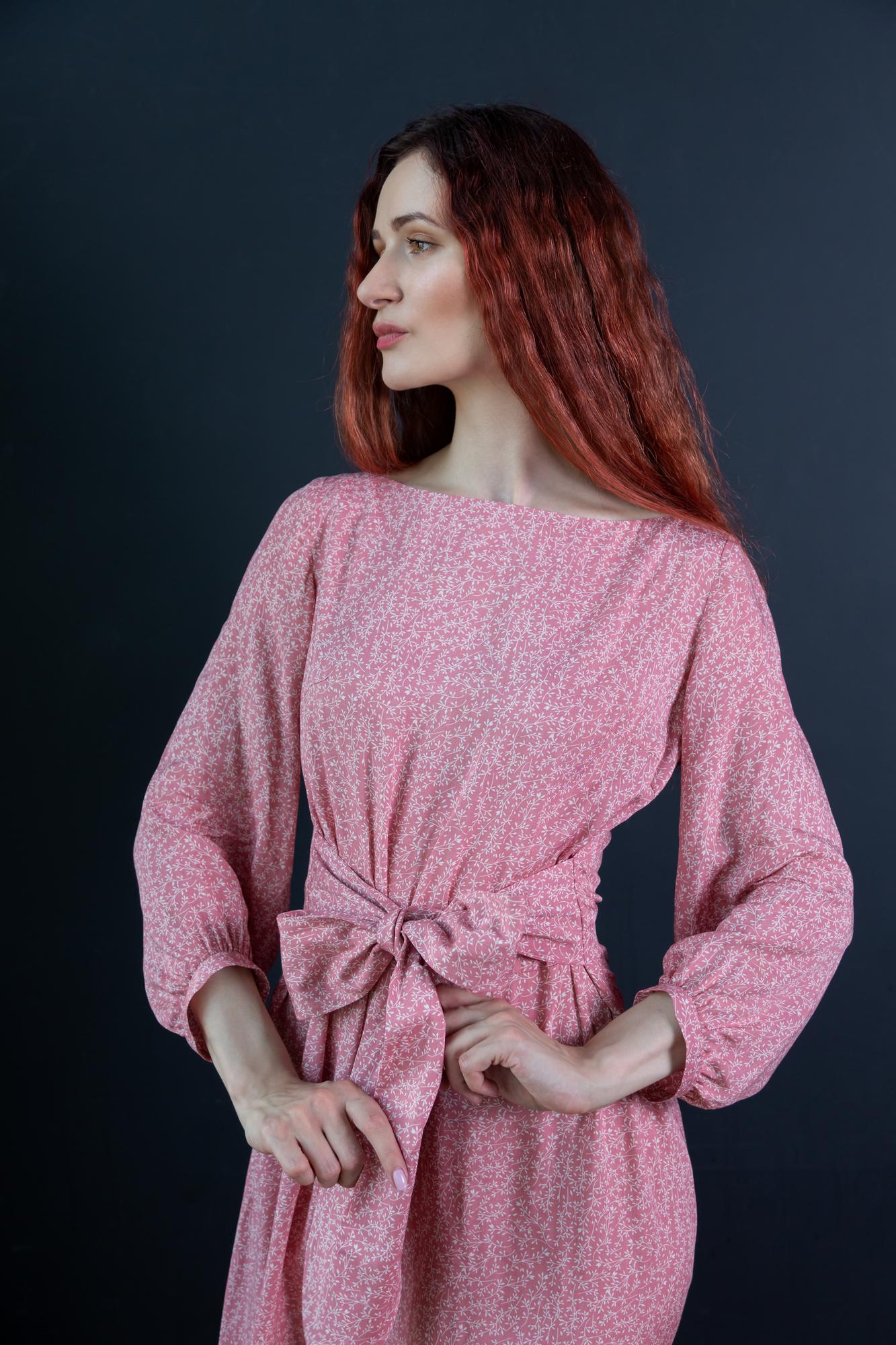 Платье Миледи розовое из штапеля