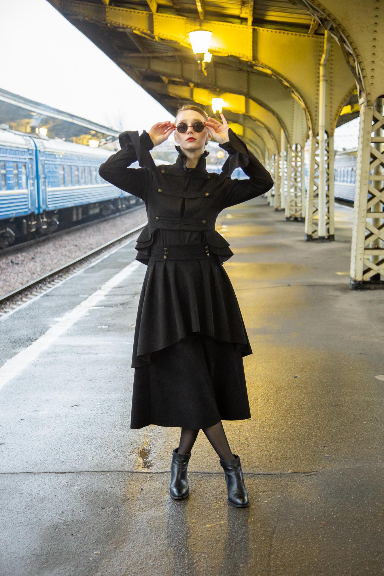 Двухъярусная юбка Ирен из экозамши