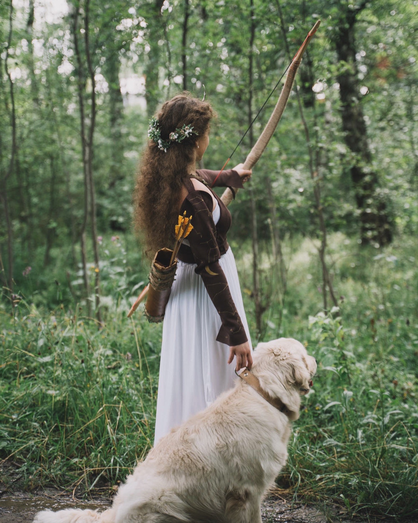 Платье Артемида и жакет с вышитым съемным рукавом