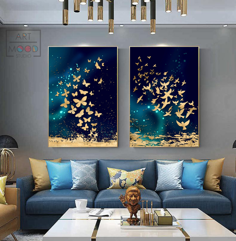 ПАРА ПОСТЕРОВ БАБОЧКИ И ПТИЦЫ