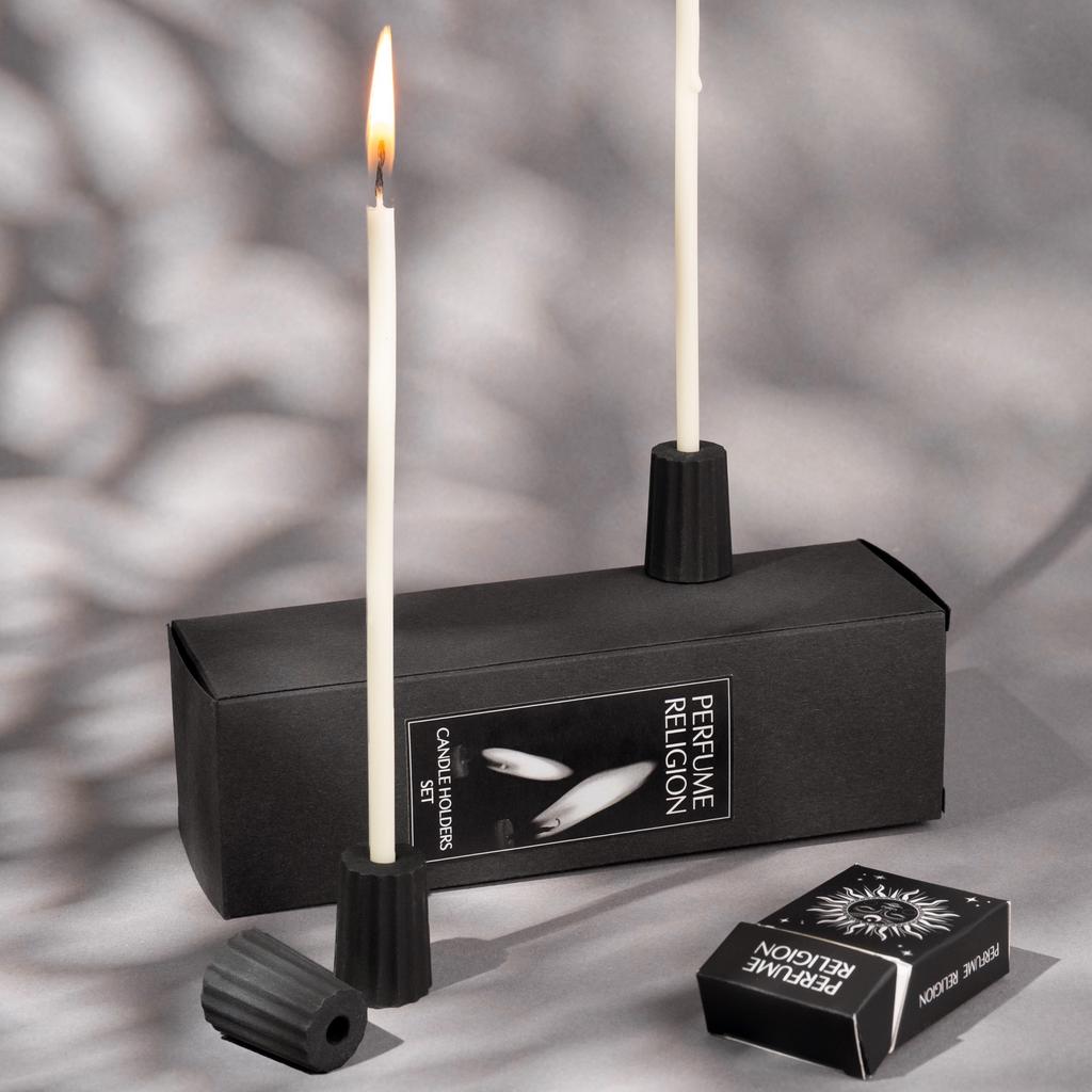 Набор мини-подсвечников с тонкими свечами