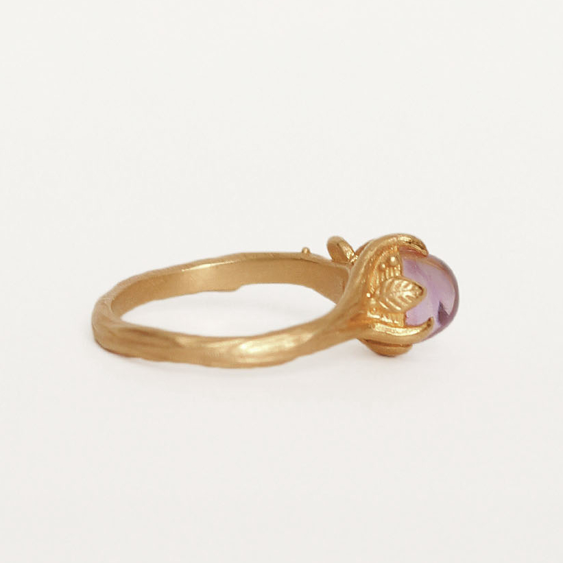 Кольцо Роса с аметистом - позолота | Dew - gold plated ring with amethyst