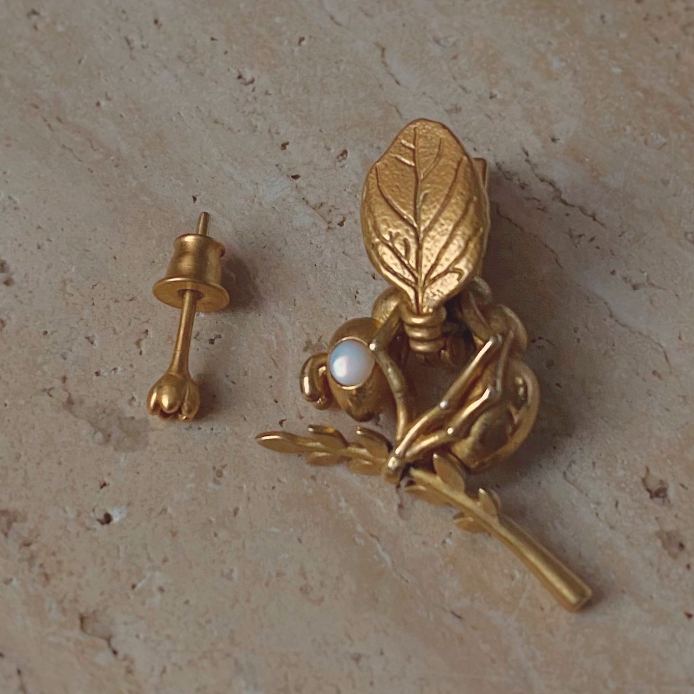 Сет серег с муравьем - позолота