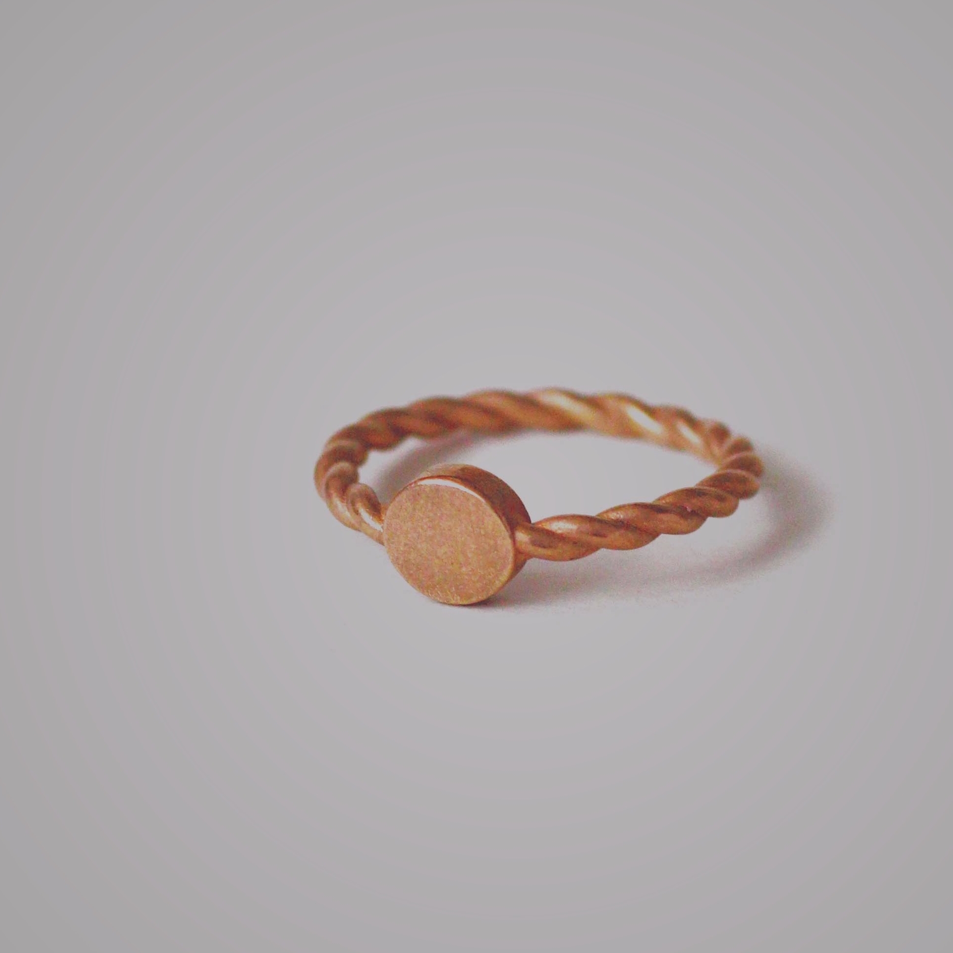 Кольцо Диск - розовое золото