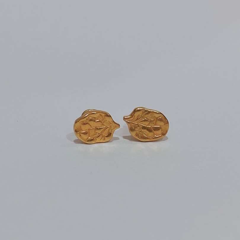 Пусеты Шпинат #2 - позолота